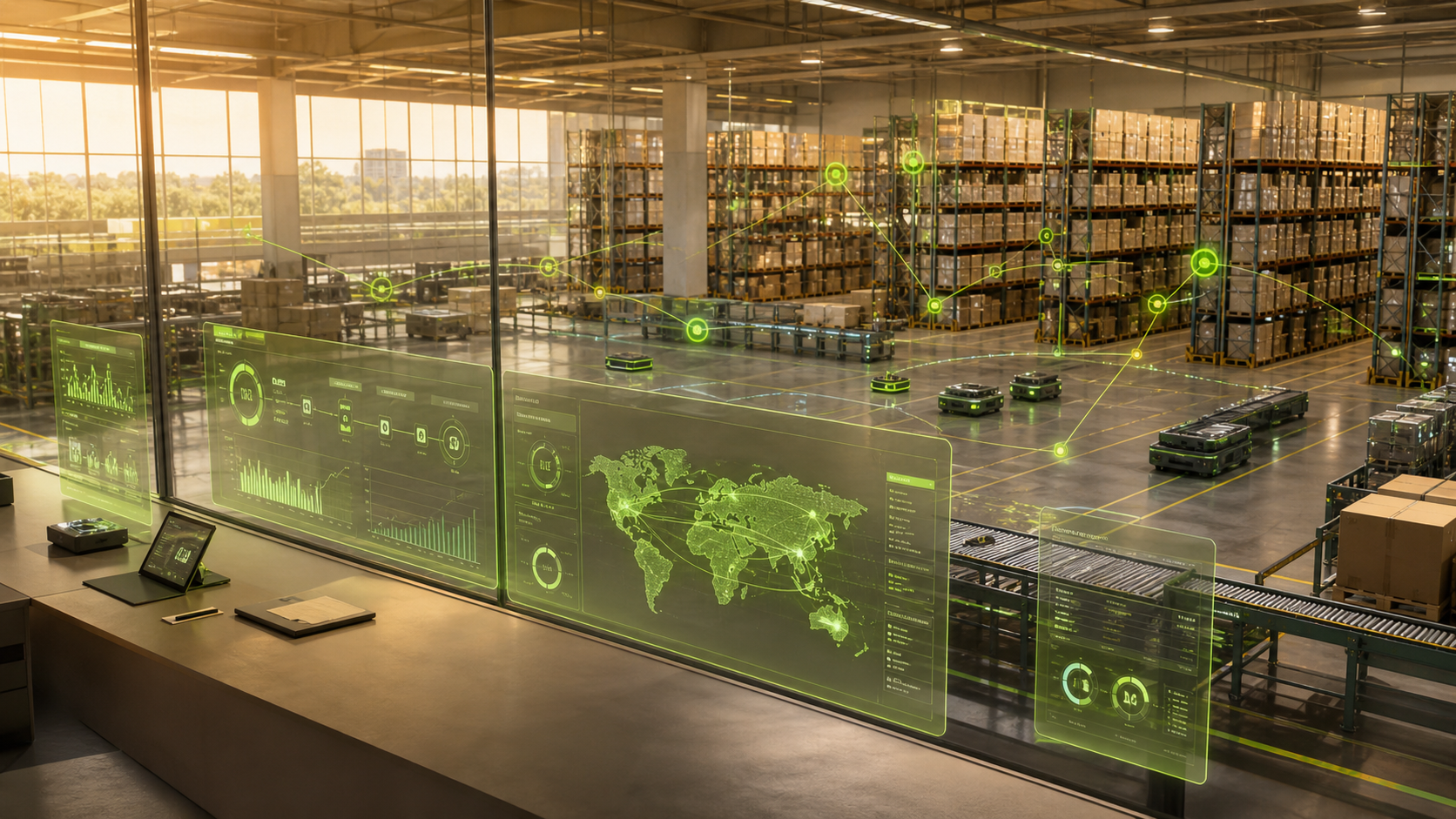 Enterprise supply chain command center with real-time data overlays
